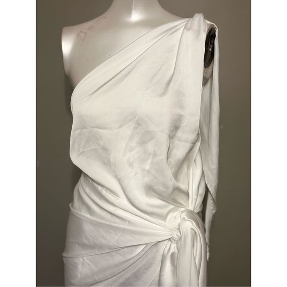 BAOBAB MAREA SATIN ONE-SHOULDER MINI DRESS IN IVORY - Picture 9 of 10